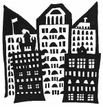 drawing of New York City buildings