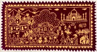 carte postale - gens dans une ville indienne